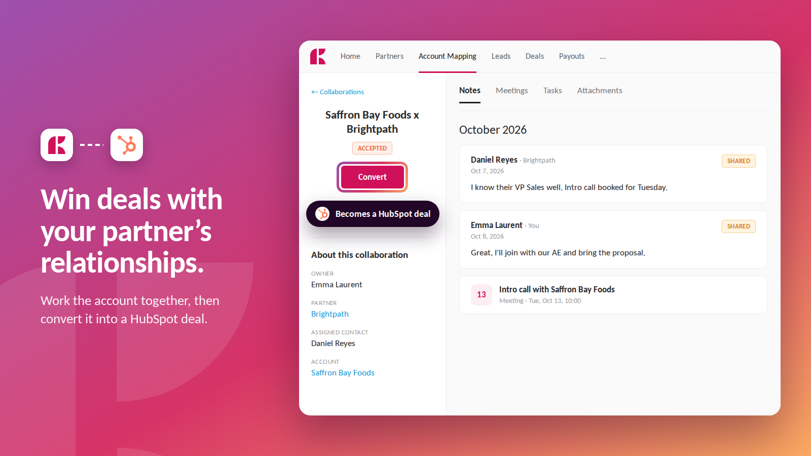 Colaboração de co-venda da Kiflo convertida em um negócio na HubSpot